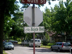 Minneapolis bike boulevard sign Minneapolis bike boulevard sign